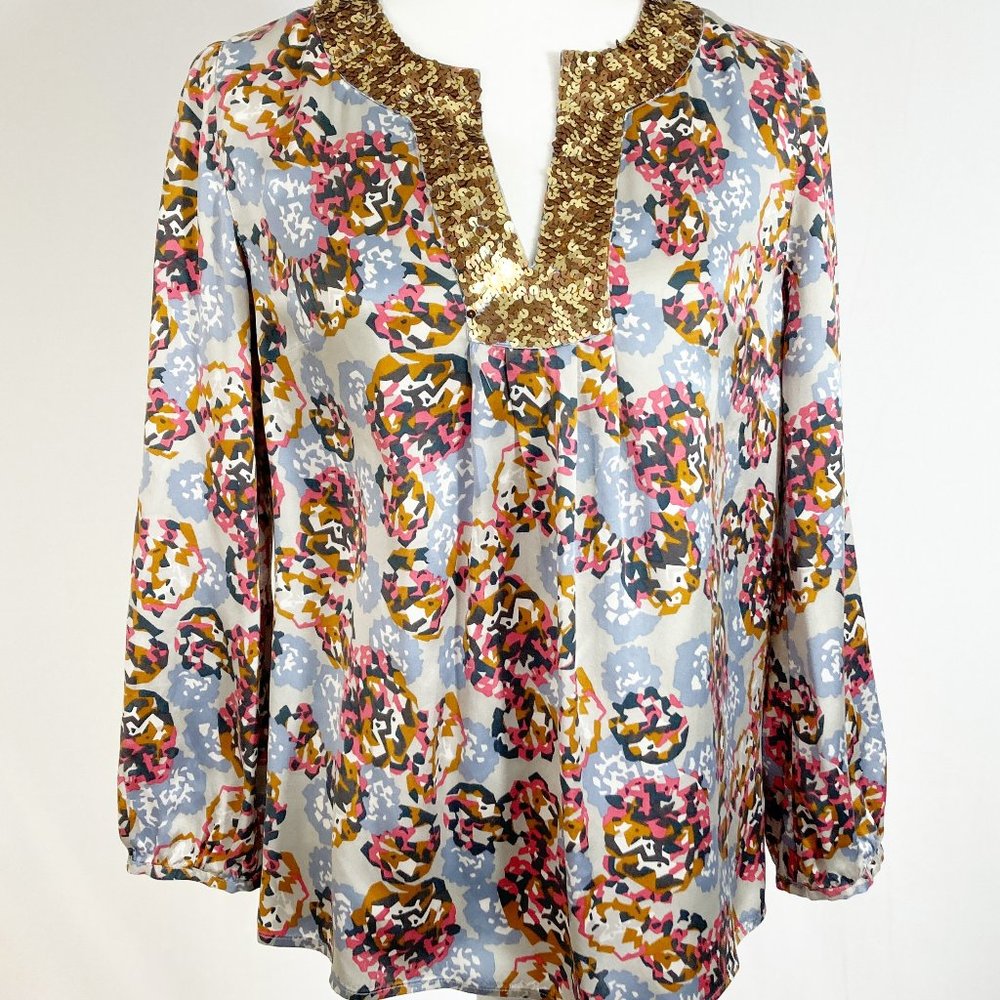 Boden Limited Edition Silk Top 3/4 Sleeve V-Neck Size 6